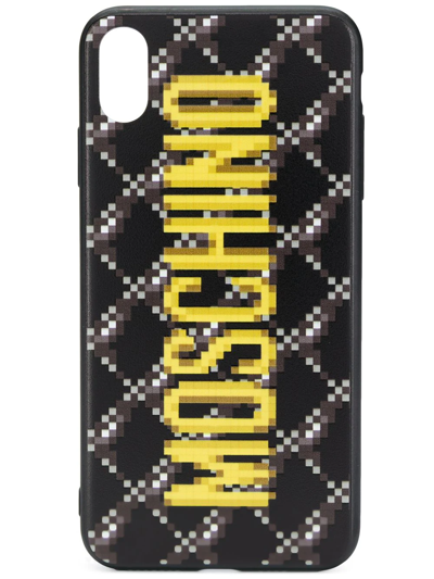 MOSCHINO 马赛克效果IPHONE X LOGO手机壳 - 黑色