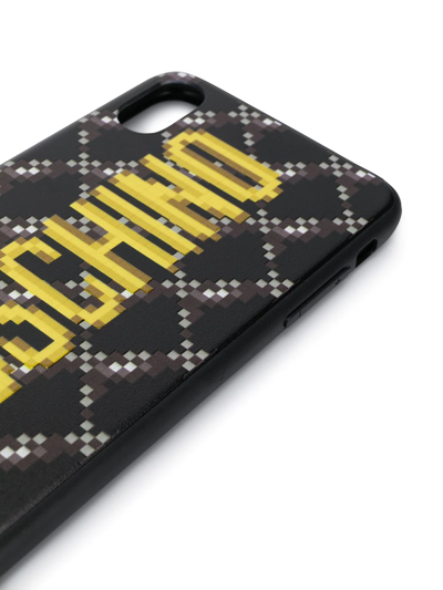 Moschino Logo Print Quilted Iphone Xs Max Cover In Black