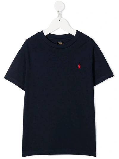 Shop Ralph Lauren Embroidered Logo T-shirt In Blue