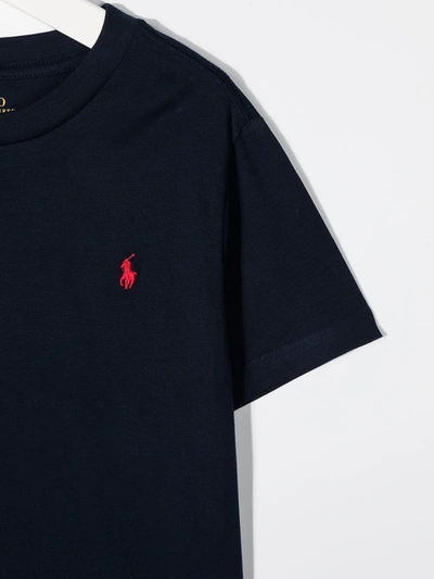 Shop Ralph Lauren Embroidered Logo T-shirt In Blue