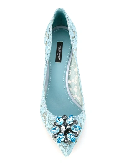 Shop Dolce & Gabbana Rainbow Lace 60mm Brooch-detail Pumps In Blue