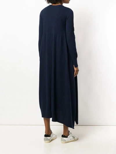 Shop Barrie Long Sleeve Knitted Dress In Blue