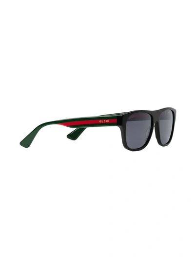 Shop Gucci Rectangular-frame Acetate Sunglasses In Black