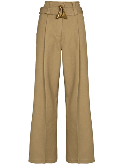 Shop Aeron Flyn Belted Straight-leg Trousers In Neutrals