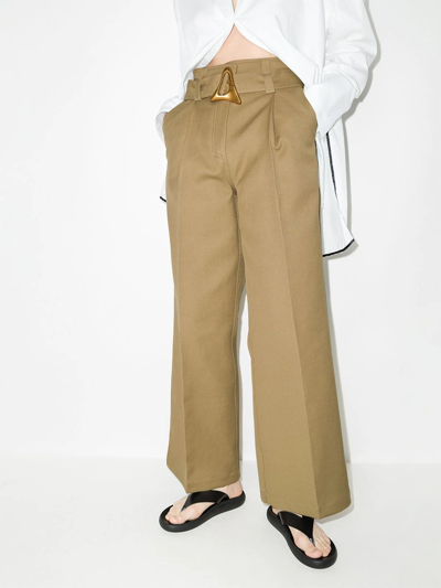 Shop Aeron Flyn Belted Straight-leg Trousers In Neutrals
