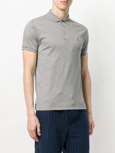 Shop Polo Ralph Lauren Logo Polo Shirt In Grey