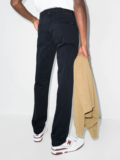 Shop Nudie Jeans Easy Alvin Chino Trousers In Blue