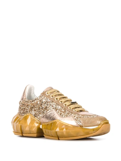 Shop Jimmy Choo Diamond Glitter Sneakers In Gold