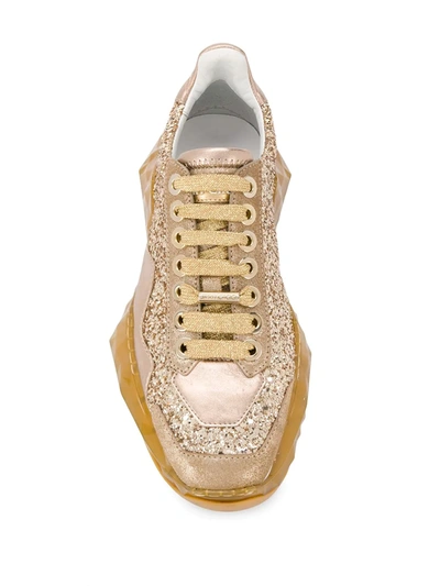 Shop Jimmy Choo Diamond Glitter Sneakers In Gold