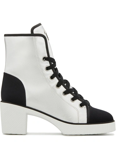 Shop Giuseppe Zanotti Nidir Chunky-heel Ankle Boots In Silver