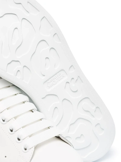 Alexander Mcqueen White Oversize Sneakers With Snake Print On The Heel In Leather Woman In Silver