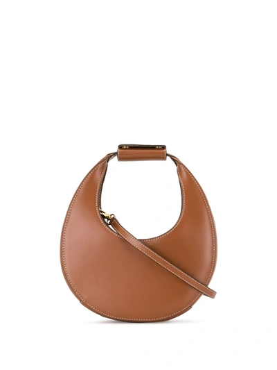 Shop Staud Moon Small Leather Shoulder Bag In Brown