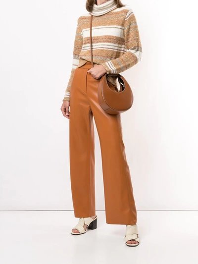 Staud Moon Small Leather Shoulder Bag In Brown