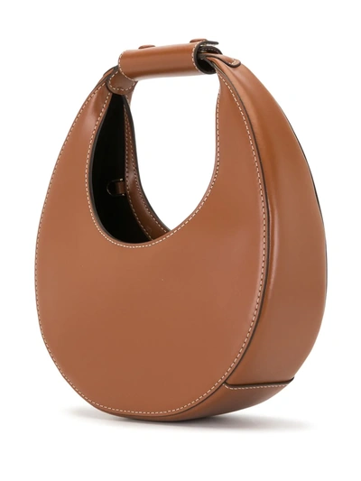 Shop Staud Moon Small Leather Shoulder Bag In Brown