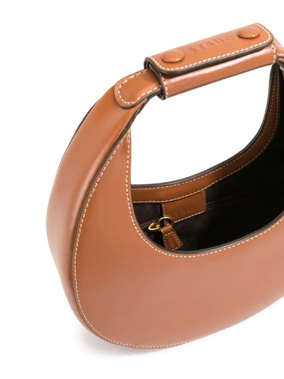 Shop Staud Moon Small Leather Shoulder Bag In Brown