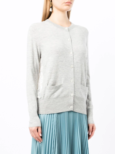 Shop Onefifteen Lace Panel Cashmere Cardigan In Grey