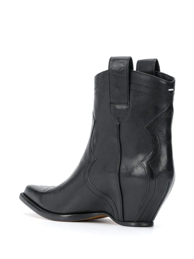 Shop Maison Margiela Embroidered Detail Cowboy Boots In Black