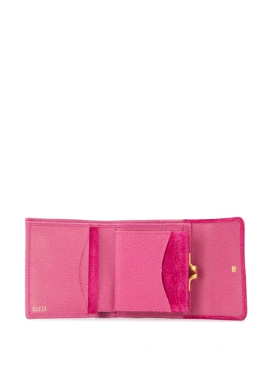 Pre-owned Gucci 1990s Textured Tri-fold Wallet In Pink