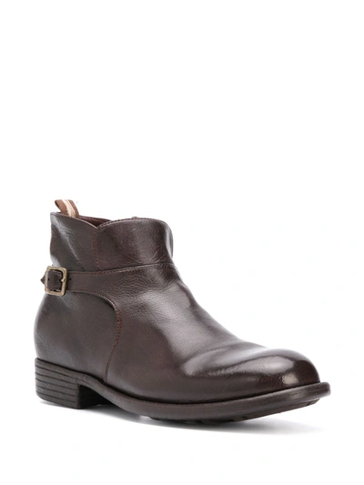 Shop Officine Creative Zip Buckle Ankle Boots In Brown