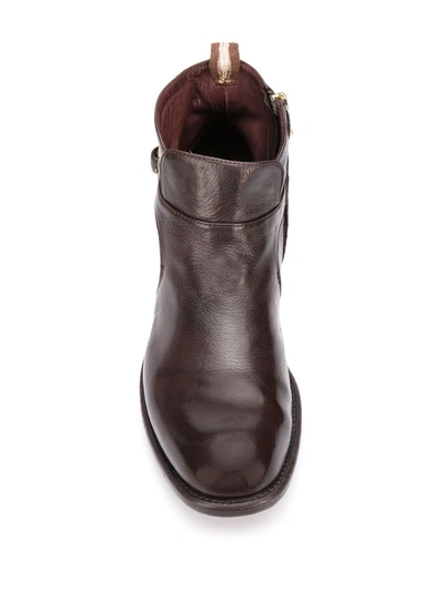 Shop Officine Creative Zip Buckle Ankle Boots In Brown
