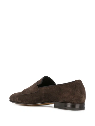 Shop Santoni Smooth Monk Shoes In Brown