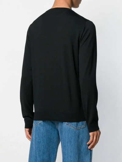 Shop Valentino Logo-embossed Wool Jumper In Black