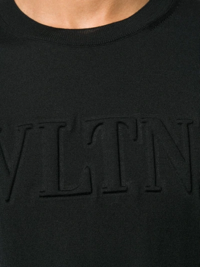 Shop Valentino Logo-embossed Wool Jumper In Black