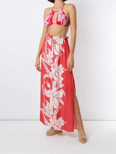 Shop Amir Slama Floral-print Maxi Skirt In Pink