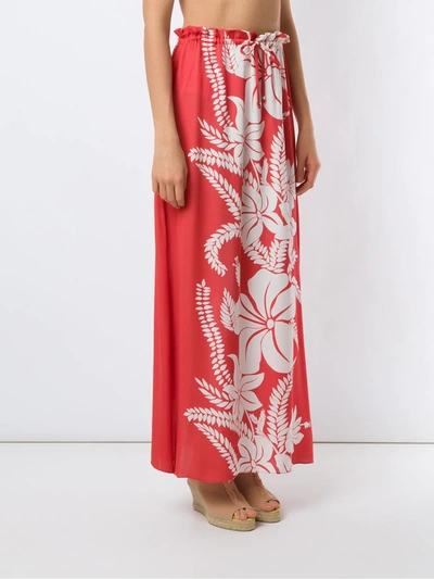 Shop Amir Slama Floral-print Maxi Skirt In Pink