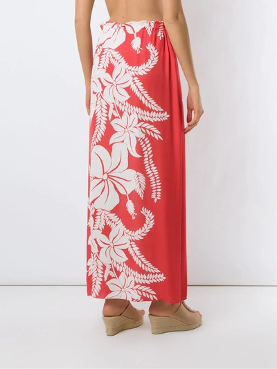 Shop Amir Slama Floral-print Maxi Skirt In Pink