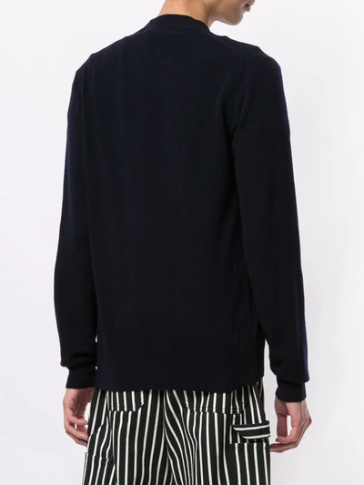 Comme Des Garçons Play Dual Signature Logo Patch Wool Cardigan In Blue