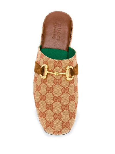 Shop Gucci 1955 Horsebit Slippers In Neutrals