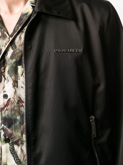 Shop Dsquared2 Logo Lettering Zipped Jacket In Black