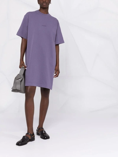 Acne Studios Logo-print T-shirt Dress In Purple | ModeSens