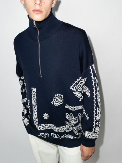 Palm Angels Paisley-intarsia Jumper In Blau