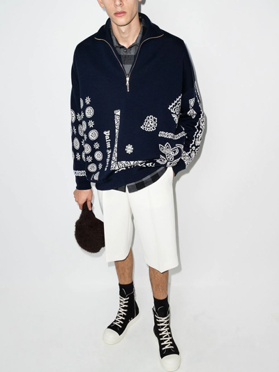 Palm Angels Paisley-intarsia Jumper In Blau