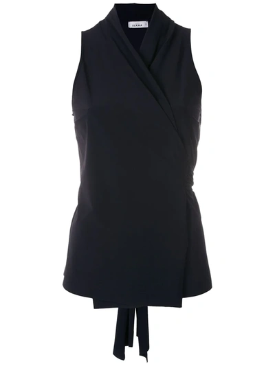 Shop Amir Slama Sleeveless Wrap Blouse In Black