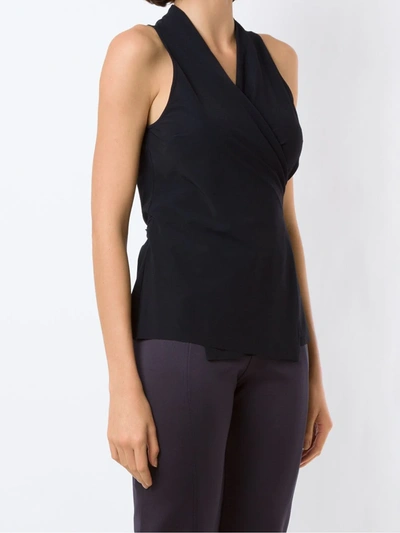 Shop Amir Slama Sleeveless Wrap Blouse In Black