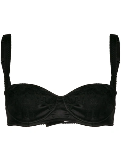 Shop Dolce & Gabbana Lace-detail Satin Balconette Bra In Black