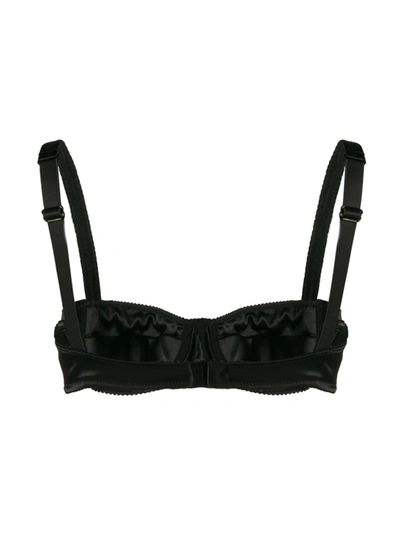 Shop Dolce & Gabbana Lace-detail Satin Balconette Bra In Black