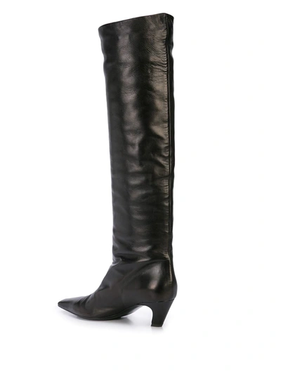 Khaite Davis Slouchy Leather Knee Boots In Black