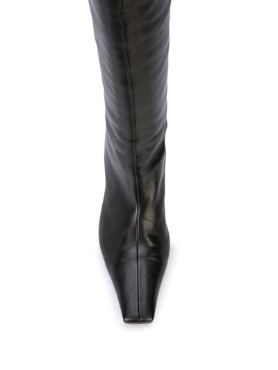 Khaite Davis Slouchy Leather Knee Boots In Black