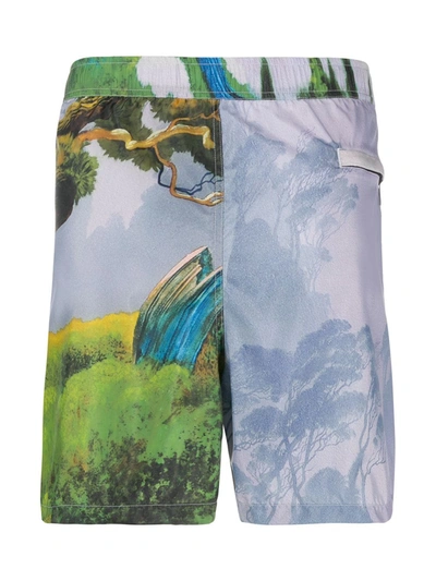 Shop Valentino Floating Island Print Swim Shorts In Grey