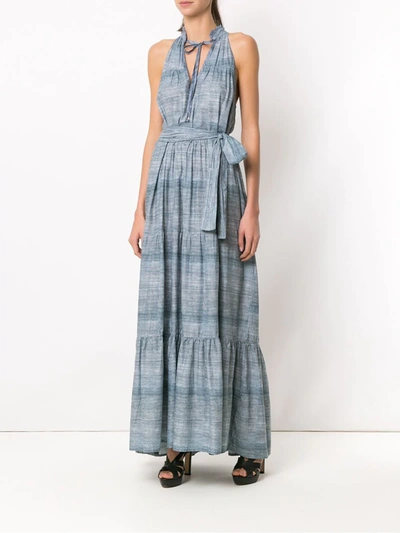 Shop Amir Slama Long Denim Dress In Blue