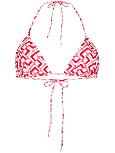 Shop La Doublej Domino Valentino Bikini Top In Red