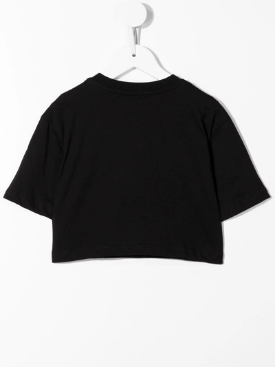 Shop Msgm Logo-print Cropped T-shirt In Black