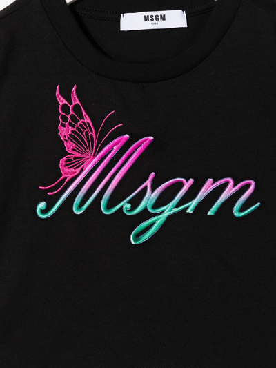 Shop Msgm Logo-print Cropped T-shirt In Black