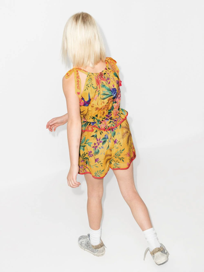 Shop Zimmermann Tropicana Floral-print Playsuit In Yellow