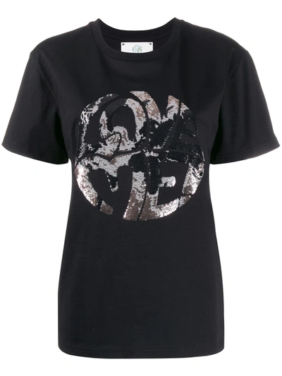 Shop Alberta Ferretti Love Me Embellished T-shirt In Black