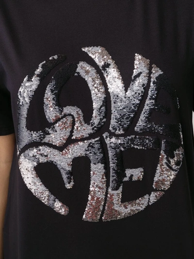 Shop Alberta Ferretti Love Me Embellished T-shirt In Black